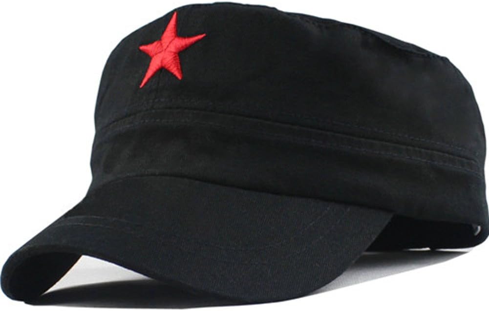 Cuban Revolution Che Guevara Black Cap with Red Star Adult Mens Military Costume Hat